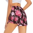 thumbnail image 3 of Xecao's Rose Flowers for a double-layer running short for women, perfect for gym, tennis, and more, featuring a convenient pocket., 3 of 9