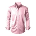 thumbnail image 7 of Mens Satin Long Sleeve Shirts Party Dancing Turndown Collar Shirt Vintage Solid Color Casual Blouse Tops, 7 of 7