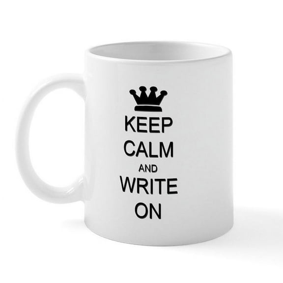 CafePress - Keep Calm And Write On Mug - 11 oz Ceramic Mug - Novelty Coffee Tea Cup