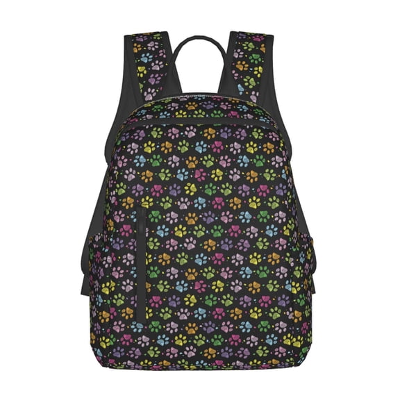 Fuzoiu Colorful Paw Print Lightweight Daypack,Weekender Bag for Men and Women, Travel Backpack with Padded Straps for School, Travel & Work