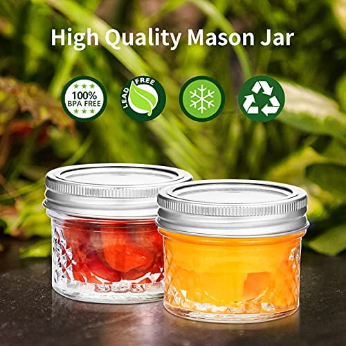 Moniko Mini Mason Jars,Mason Jars 4 oz with Lids,12 Pack Small Glass Jars Ideal for Food Storage, Jam, Spice,Candle,Honey,Wedding Favors