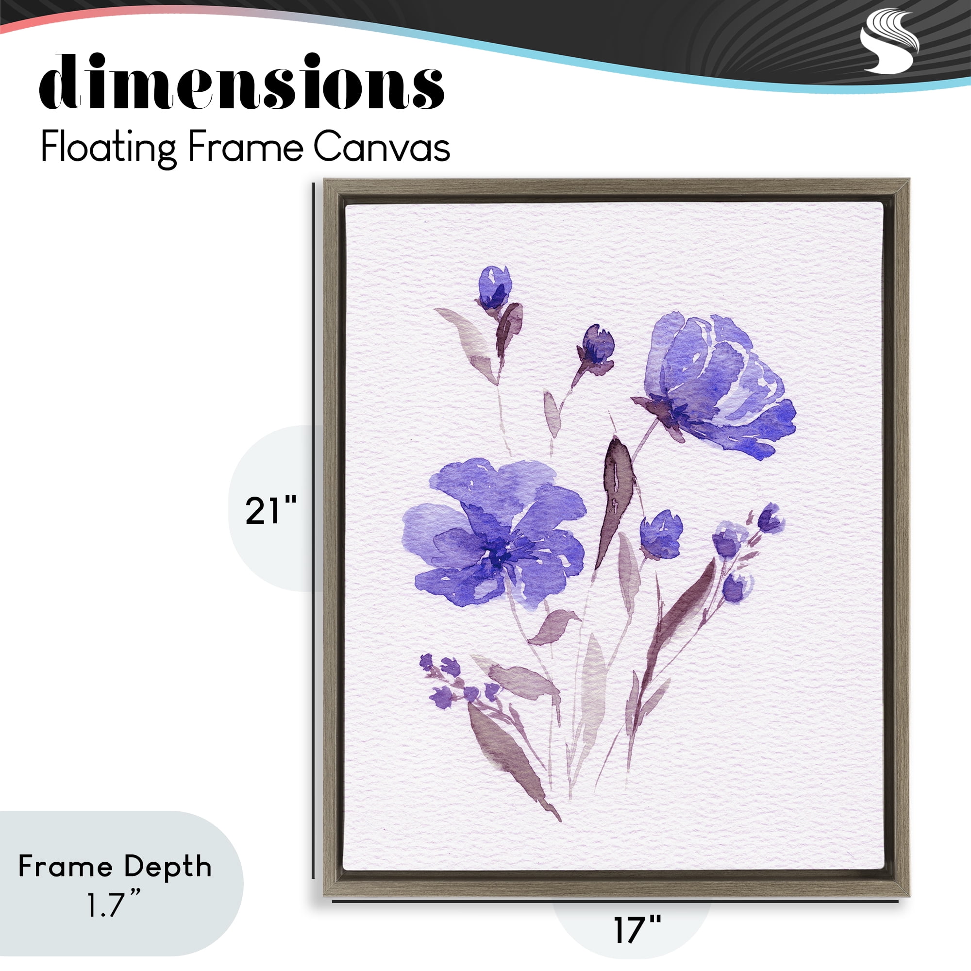 Stupell Industries Watercolor Purple Flowers Brown Framed Floater Canvas Wall Art, design by Leah Noel Art