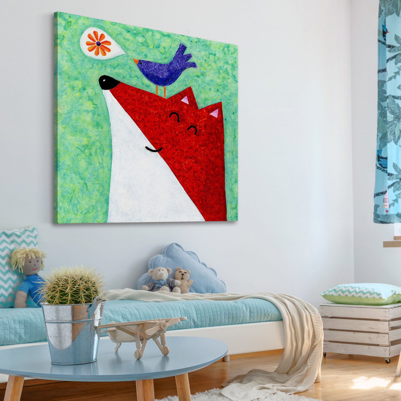 Marmont Hill - "What Does the Fox Sing" by Janet Nelson Painting Print on Wrapped Canvas