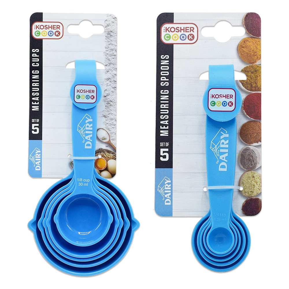 The Kosher Cook, 10 Size Colored Plastic Measure Cup and Spoon Set