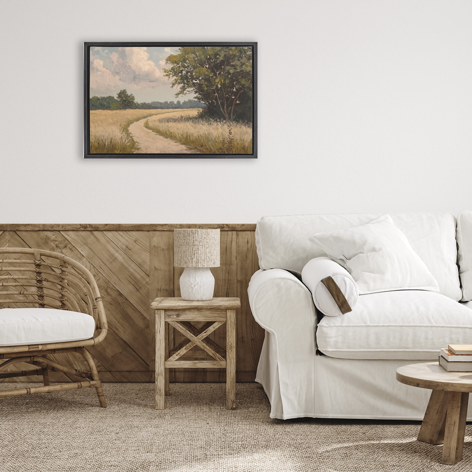 Stupell Industries Peaceful Thinking Path Black Framed Floater Canvas Wall Art, design by Petal Prints Design
