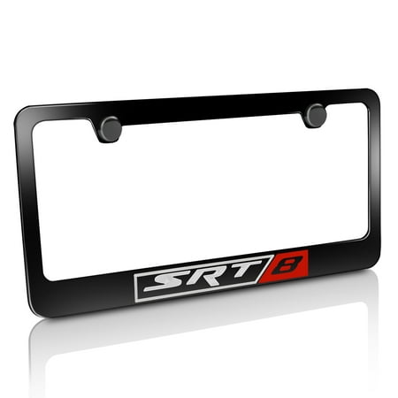 Dodge License Frame - Dodge SRT8 Logo Black Metal License Plate Frame