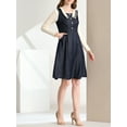 thumbnail image 6 of INSPIRE CHIC Women's Lapel Collar Button Decor Long Sleeve A-Line Mid-Length Dresses Blue L, 6 of 6
