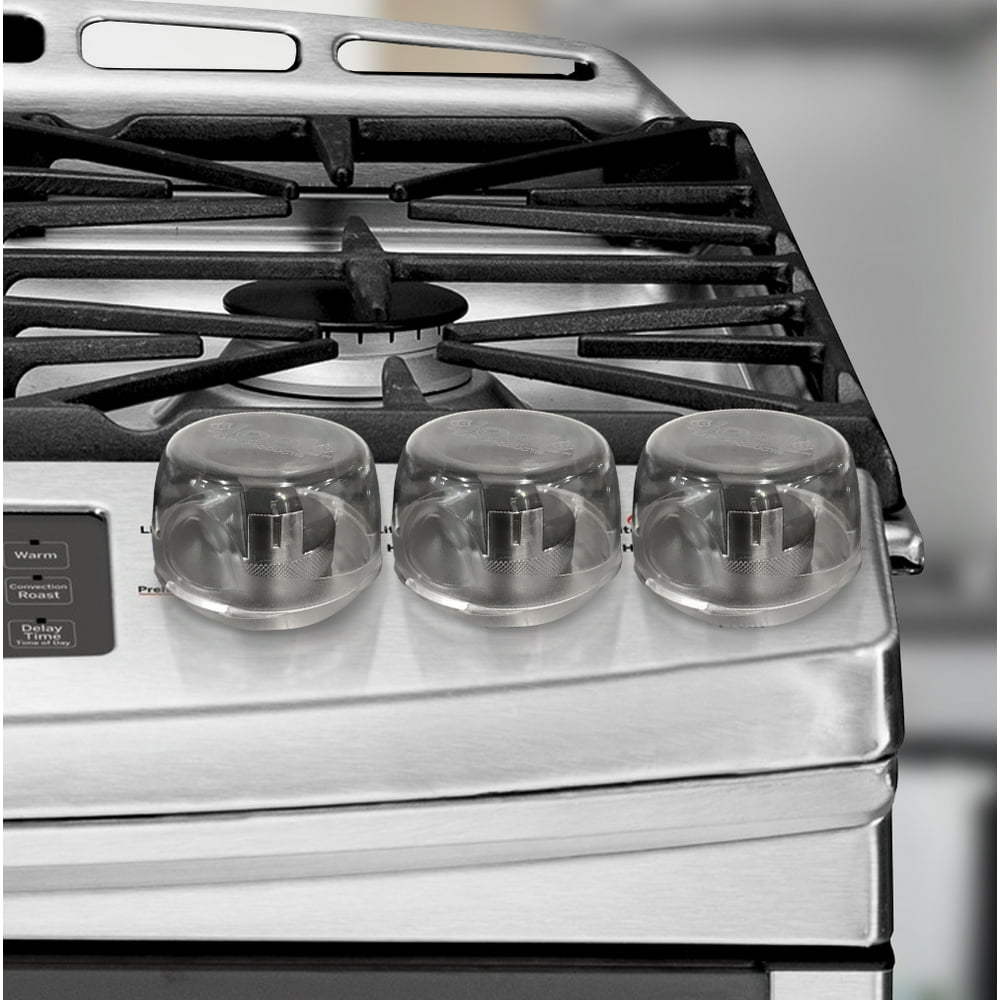 Clear Stove Knob Covers (5 Pack) Child Safety Guards, Large Universal