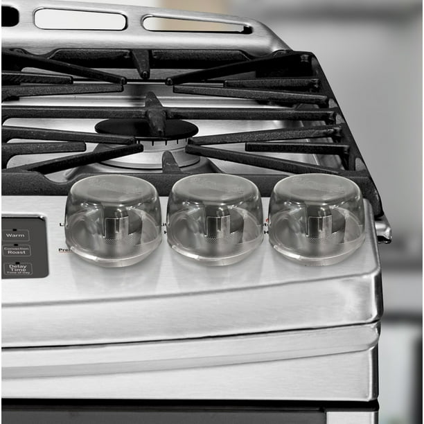 Clear Stove Knob Covers (5 Pack) Child Safety Guards, Large Universal