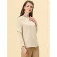 thumbnail image 3 of INSPIRE CHIC Women's Work Chiffon Keyhole Neck Elegant Top Apricot M, 3 of 5
