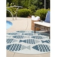 thumbnail image 3 of Unique Loom Outdoor Coastal Collection Area Rug - Pesci (10' Round Navy Blue/Ivory), 3 of 10
