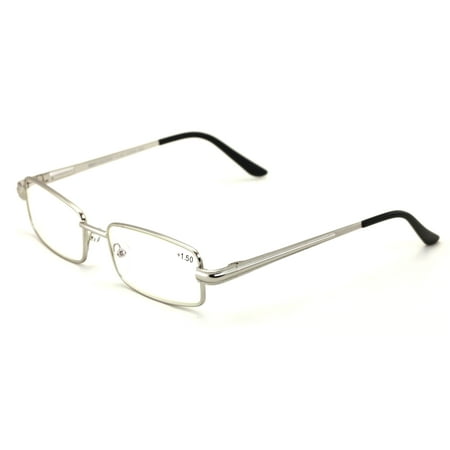 Men Metal Rectangle Computer Reading Glasses - Reduce fatigue, strain, & dry eye reader