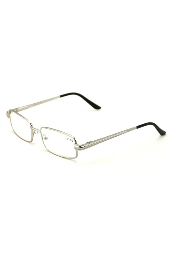 Men Metal Rectangle Computer Reading Glasses - Reduce fatigue, strain, & dry eye reader