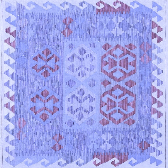 Ahgly Company Machine Washable Indoor Square Southwestern Blue Country Area Rugs, 7' Square