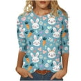 thumbnail image 3 of lcziwo Ofertas en Walmart Women's Easter Shirts 2025 Fashion Egg Printed Blouses Casual Round Neck Shirt Spring Holiday Wear 3/4 Sleeve Easter Tops Multicolor S, 3 of 6