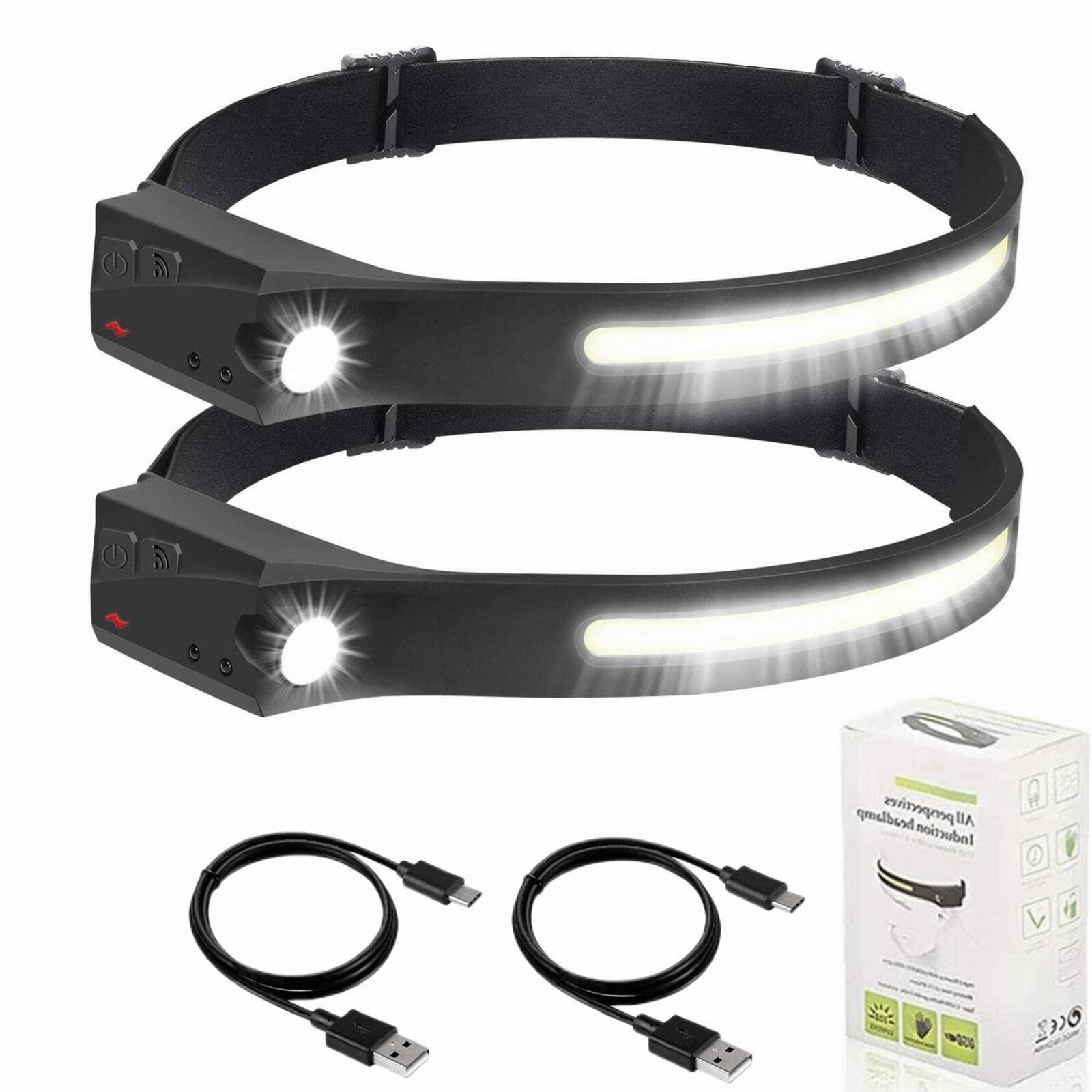 Led Headlamp Rechargeable 2 Pack Everlyte Headlamp, Lightweight Strip