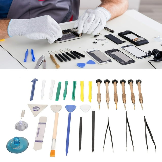 Electronics Opening Tool, Spudger Kit Triangle Spudgers Aluminum Alloy ABS Portable Wide Application 29Pcs for Maintenance
