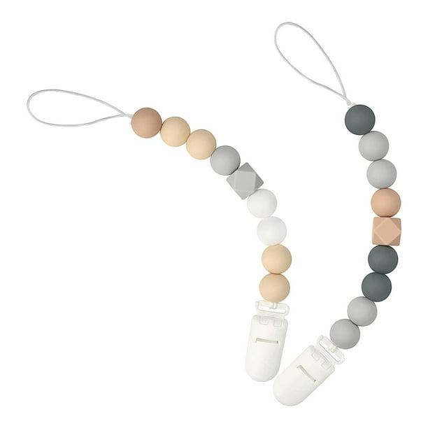 2 chupetes de silicona para chupete, accesorios de alimentación para recién C Zulema pinza chupete con cuentas