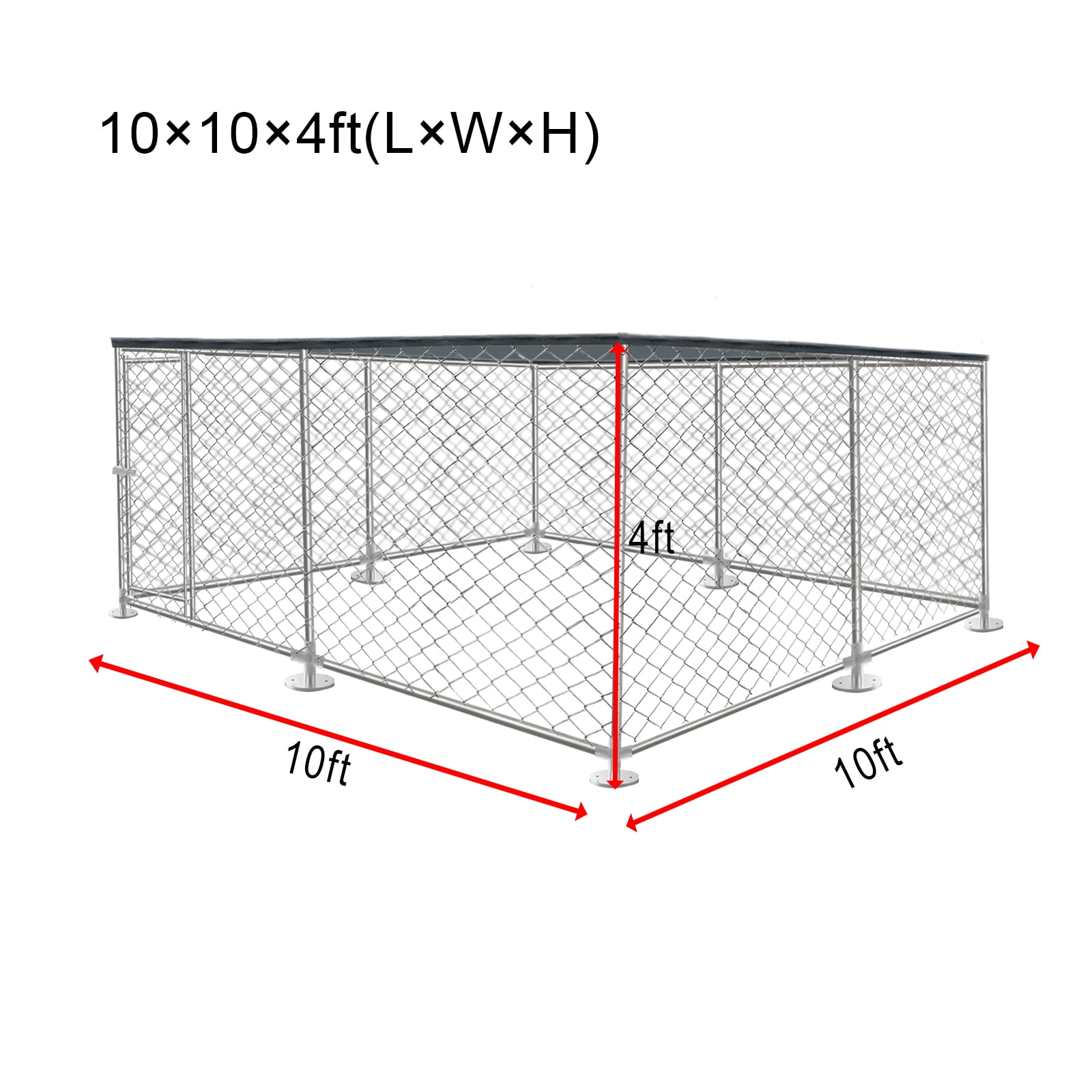 Yamissi 10 x 10 ft Large Outdoor Dog Run Kennel Heavy Duty Metal Pet Fence Pen Playpen Dog Enclosure Cage with Waterproof Cover