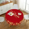 thumbnail image 6 of Nanqianyi Merry Christmas Tablecloth 70 Inch Round Winter Gold Snowflakes Waterproof Table Cloth for Christmas/New Year Party Dining, 6 of 9