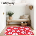 thumbnail image 3 of ODIKA 4'x6' Machine Washable Non-Slip Area Rug, Kawaii Blossom Interlocking Petal Motif Whimsical Design High Traffic Rug with Pad, Red, 618184, 3 of 8