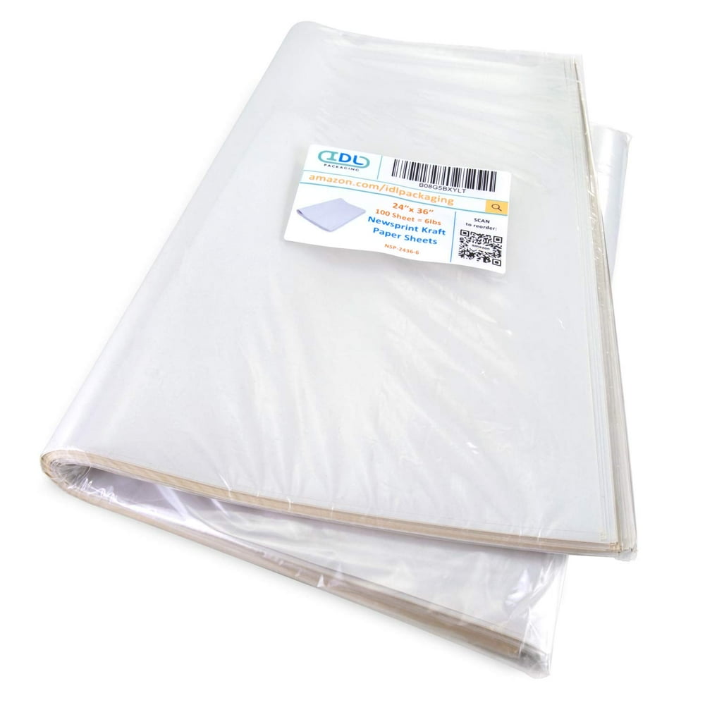 IDL Packaging 24" x 36" (100 Sheets = 6 lbs) Newsprint Kraft Paper