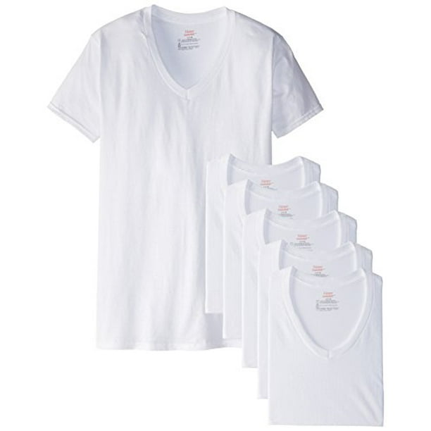 Hanes - Hanes Men's White 6-Pack V-Neck T-Shirts - Walmart.com ...