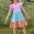 thumbnail image 7 of Ashirexll Teen Summer Dresses, Girls Summer Dress, Summer Dresses for Kids 5-14Y Fashion Color Matching Tiered Ruffle Sleeve Dresses, 7 of 7