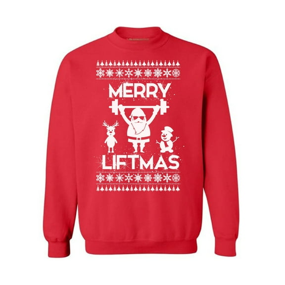 Awkward Styles Merry Liftmas Sweatshirt Funny Santa Christmas Sweater Merry Liftmas Santa Holiday Sweatshirt Xmas Gym Workout Sweater Merry Christmas Sweatshirt for Men and for Women Christmas Gifts