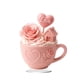 thumbnail image 3 of Regalo romántico de adorno de taza de té | Decoración acrílica en forma de corazón 15cm | Juego de tazas de té con temática de amor, platillo a juego, cuchara para remover | Acabado brillante, 3 of 4