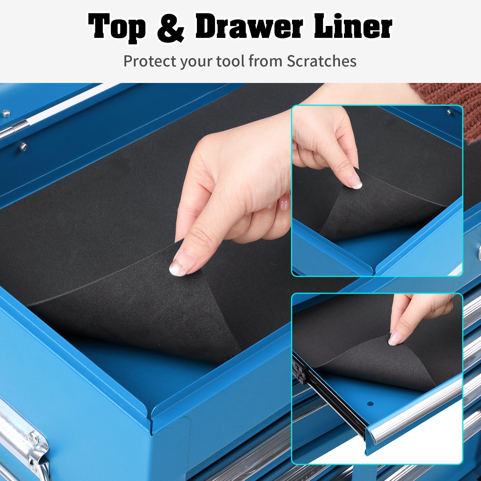 Ktaxon Tool Box, Portable 5 Drawer Steel Toolbox with Top Storage Tray & Carrying Handle, for Garage Trunk Household, Blue