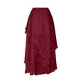 thumbnail image 6 of Kilaqueen Women's Floral Lace Long Skirts Summer Elastic Waist Asymmetrical Layered See-Through Maxi Skirts Sexy Sheer A-Line Flowy Beach Skirt, 6 of 7