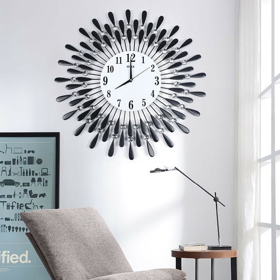 Nordic Round 3D Luxury Large Art Wall Clock 12-Hour Display Metal Watch Living Room Home Decor