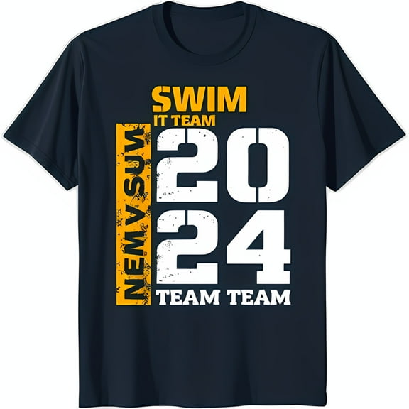 Swim IT Team Blue T-Shirt with 20 24 Graphic & NEMV SUM Design