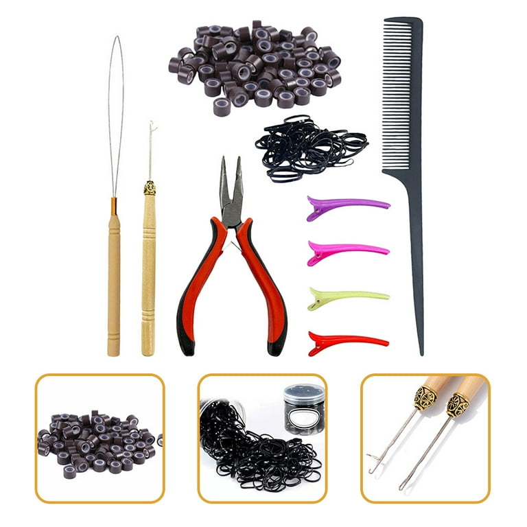 1 Set Hair Extension Tools Kit Hair Extensions Beads Hair Threader