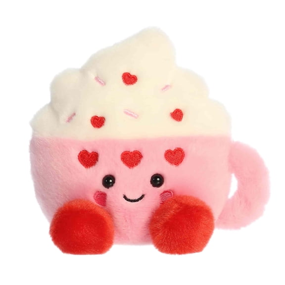 Aurora - Mini Pink Adorable Stuffed Animal - 5.5" Harper Heart Latte - Palm Pals