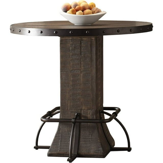 Hillsdale Jennings Wood Counter Height Dining Table with Pedestal Base Walnut
