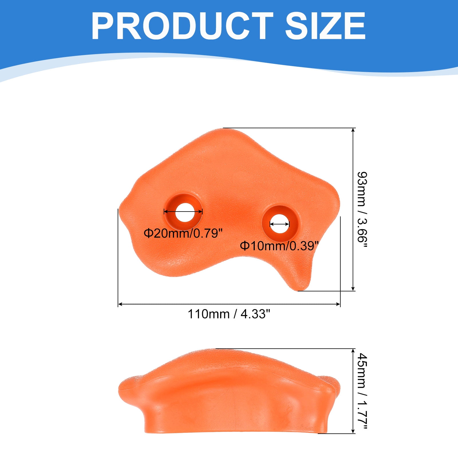 Rock Climbing Holds, 10 Pcs Large Climbing Rock Wall Grips with Double Hole for Playground Accessory, Orange Red-C