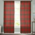 thumbnail image 2 of Red Lattice, Sheer Curtains 96 Inches Long 2 Panels Set, Window Sheer Curtains for Living Room/Bedroom, Christmas Plaid Red Black Country Check Light Filtering Rod Pocket Curtain 52'' x 96'' x 2, 2 of 7