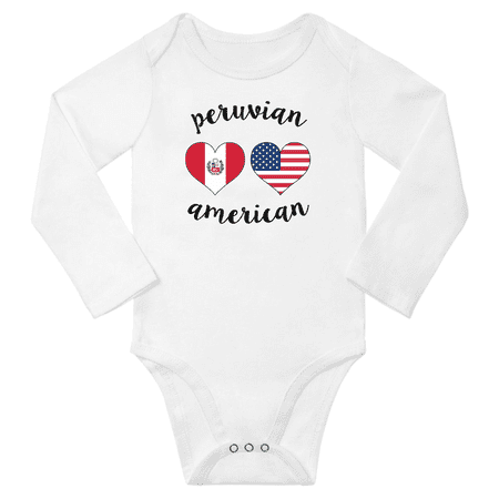 

Peruvian and American Love Heart Baby Long Slevve Jumpsuits (White 3-6 Months)