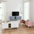 thumbnail image 4 of Gzxs TV Stand with Storage, Pink TV Console Table for Living Room, Media Entertainment Center TV Storage Cabinet with 2 Drawers & Open Shelf, 54.57"L x 15.75"W x 21.65"H, 4 of 9