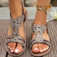 thumbnail image 5 of HaiMao Rhinestone Sandals for Women Clearance Dressy Casual Summer Flat Casual Dress Sandal Sparkly Beach Wedding Bride Sandals Brown 6.5(38), 5 of 9