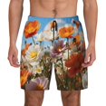 thumbnail image 3 of Uemuo Vibrant Field Of Blossoms Pattern Mens Swim Trunks Quick Dry Board Shorts with Mesh Lining, Stretch Beach Shorts Quick Dry No-Chafing Board Shorts-Small, 3 of 9