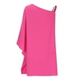 thumbnail image 6 of Summer Dresses for Women 2023 One Shoulder Half Bat Sleeve Solid Loose Metal Strap Tank Dress Pink XL, 6 of 6