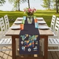 thumbnail image 4 of Travel Adventure Table Runner, Abstract Art Maps Suitcase Hot Balloons Washable Cotton Linen Table Runners 90 Inches Long, Dresser Scarf Runner for Dining/Coffee/Kitchen/Hallway Tables 13''x90'', 4 of 9