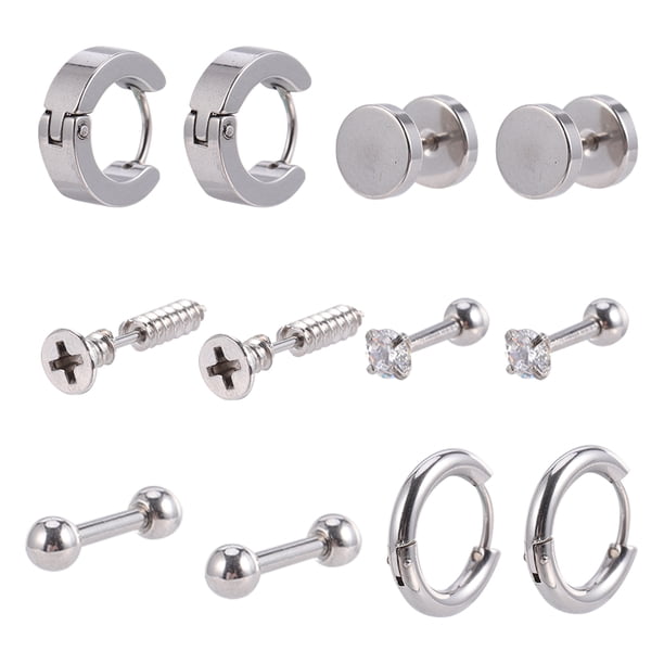 6 pares de pendientes de piercing, pendientes de moda, pendientes tipo botón, pendientes, accesorios punk para las orejas.