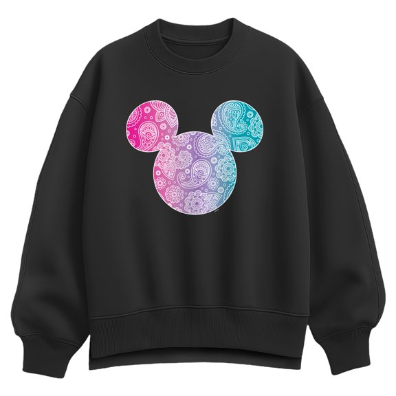 Disney - Bandana Pattern Mickey Women's Oversized Fleece Crew Sweatshirt