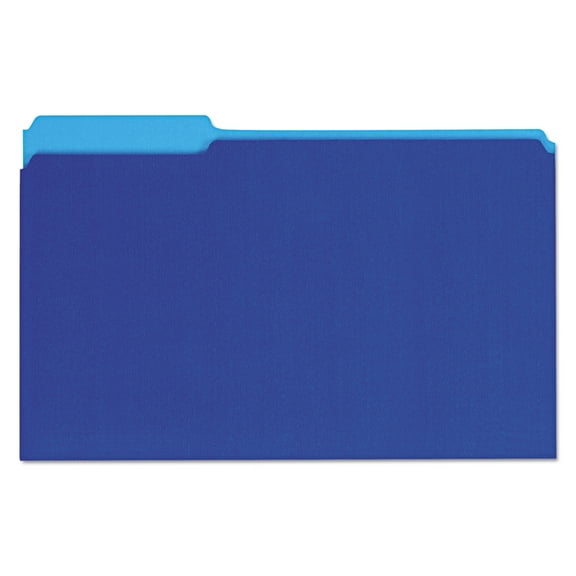 Interior File Folders, 1/3-Cut Tabs, Legal Size, Blue, 100/box | Bundle of 5 Boxes