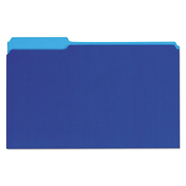 Universal Interior File Folders, 1/3Cut Tabs, Legal Size, Blue, 100