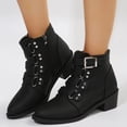 thumbnail image 2 of Women Ankle Boots With Side Zipper And Belt Buckle Knight Boot Winter Square Heel Pointed Toe Shoes, 2 of 7